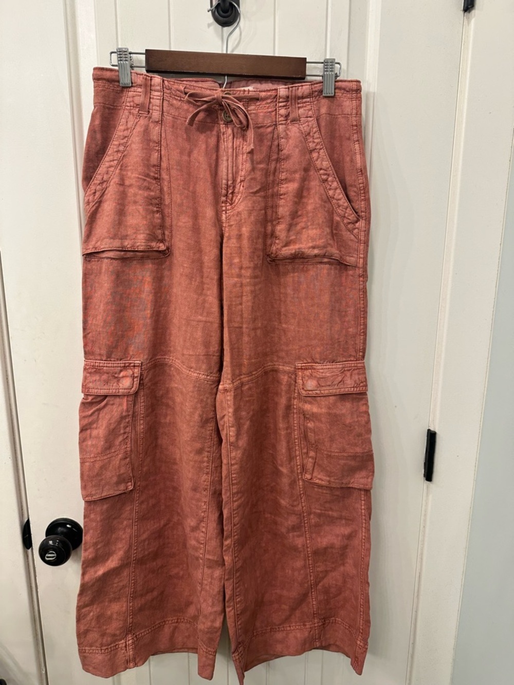 Pilcro Linen Blend Cargo Pants Terracotta Rust Pink Petite 27P